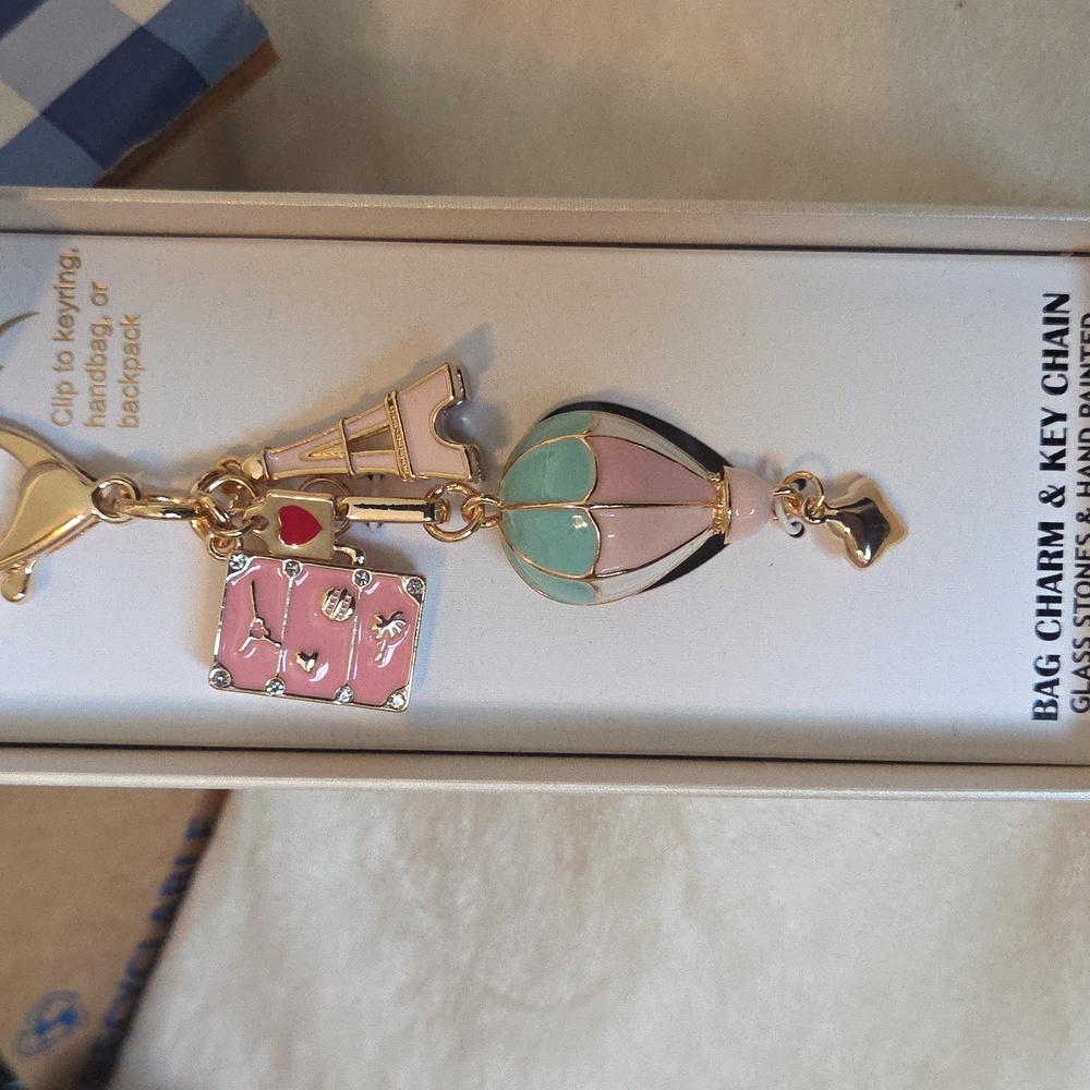 Gold and Pink Hot Air Balloon Keychain